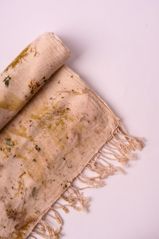 Sciarpa Ecoprint – Forme Botaniche – Beige