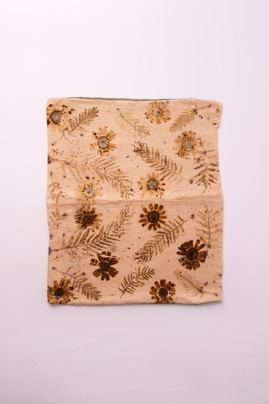 Copricuscino Ecoprint – Foglie e Fiori – Crema e Verde