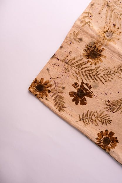 Copricuscino Ecoprint – Foglie e Fiori – Crema e Verde