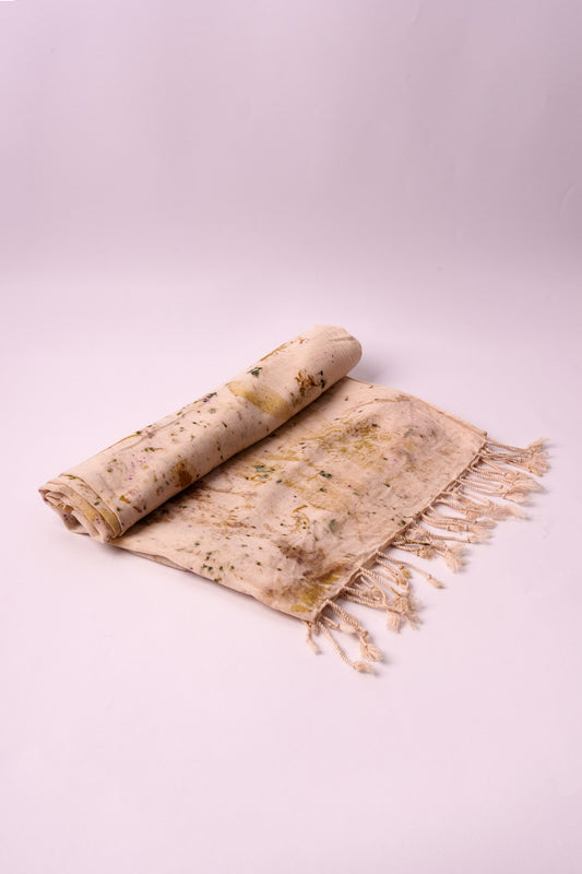 Sciarpa Ecoprint – Forme Botaniche – Beige