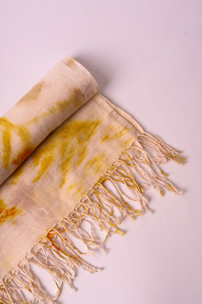 Sciarpa Ecoprint – Fiori – Panna