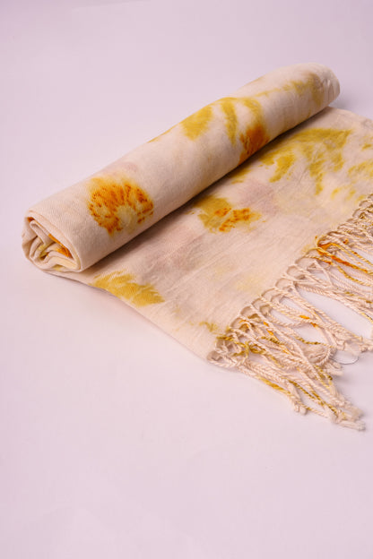 Sciarpa Ecoprint – Fiori – Panna