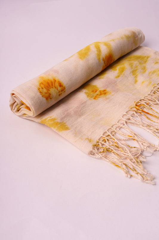 Sciarpa Ecoprint – Fiori – Panna