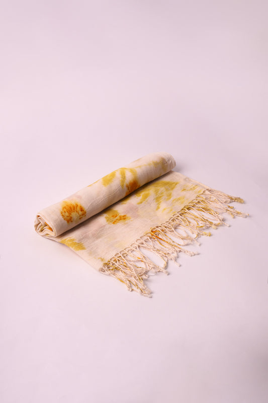 Sciarpa Ecoprint – Fiori – Panna